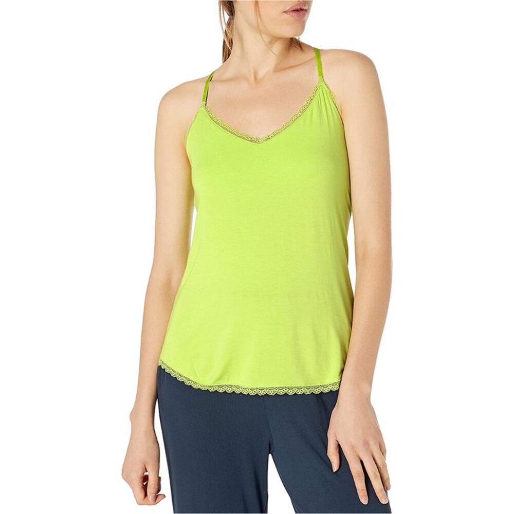 P.J. Salvage Womens Lace Trim Pajama Sleep Cami Tank Top, Green, M, DM